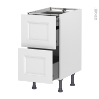 Meuble de cuisine - Casserolier - STATIC Blanc - 2 tiroirs 1 tiroir à l'anglaise - L40 x H70 x P58 cm