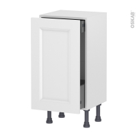 Meuble de cuisine - Bas coulissant - STATIC Blanc - 1 porte 1 tiroir à l'anglaise - L40 x H70 x P37 cm