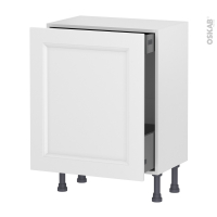 Meuble de cuisine - Bas coulissant - STATIC Blanc - 1 porte 1 tiroir à l'anglaise - L60 x H70 x P37 cm