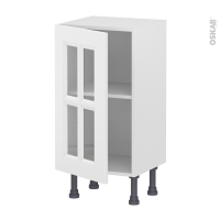 Meuble de cuisine - Bas vitré - STATIC Blanc - 1 porte - L40 x H70 x P37 cm