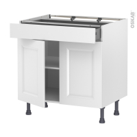Meuble de cuisine - Bas - STATIC Blanc - 2 portes 1 tiroir - L80 x H70 x P58 cm