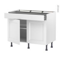 Meuble de cuisine - Bas - STATIC Blanc - 2 portes 1 tiroir - L100 x H70 x P58 cm