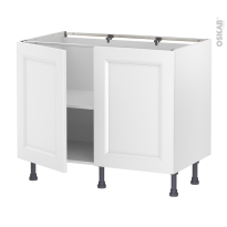 Meuble de cuisine - Bas - STATIC Blanc - 2 portes - L100 x H70 x P58 cm