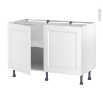 Meuble de cuisine - Bas - STATIC Blanc - 2 portes - L120 x H70 x P58 cm