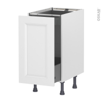 Meuble de cuisine - Bas coulissant - STATIC Blanc - 1 porte 1 tiroir à l'anglaise - L40 x H70 x P58 cm