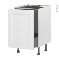 Meuble de cuisine - Bas coulissant - STATIC Blanc - 1 porte 1 tiroir à l'anglaise - L50 x H70 x P58 cm