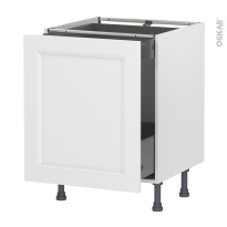Meuble de cuisine - Bas coulissant - STATIC Blanc - 1 porte 1 tiroir à l'anglaise - L60 x H70 x P58 cm