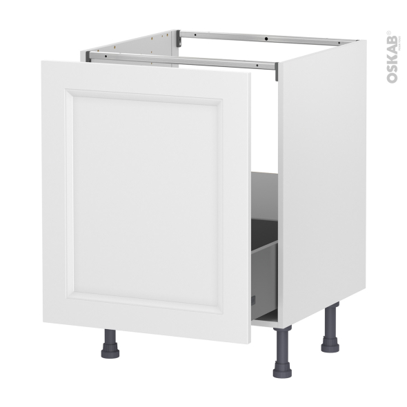 Meuble de cuisine - Sous évier - STATIC Blanc - 1 porte coulissante - L60 x H70 x P58 cm