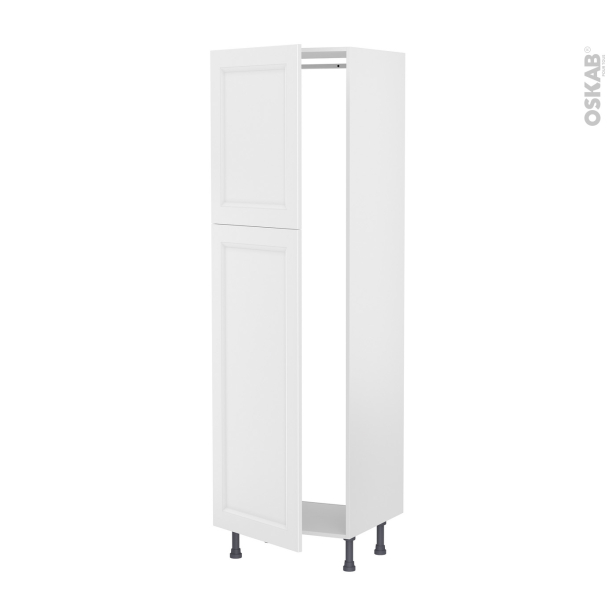 Colonne de cuisine N°2721 Armoire frigo encastrable <br />STATIC Blanc, 2 portes, L60 x H195 x P58 cm 