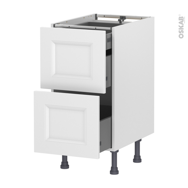 Meuble de cuisine Casserolier <br />STATIC Blanc, 2 tiroirs 1 tiroir à l'anglaise, L40 x H70 x P58 cm 