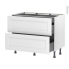 #Meuble de cuisine Casserolier <br />STATIC Blanc, 2 tiroirs 1 tiroir à l'anglaise, L100 x H70 x P58 cm 