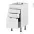 #Meuble de cuisine - Casserolier - Faux tiroir haut - STATIC Blanc - 3 tiroirs - L40 x H70 x P58 cm