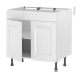 #Meuble de cuisine Bas <br />Faux tiroir haut, STATIC Blanc, 2 portes, L80 x H70 x P58 cm 