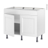 #Meuble de cuisine Bas <br />Faux tiroir haut, STATIC Blanc, 2 portes, L100 x H70 x P58 cm 