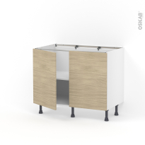 Meuble de cuisine - Bas - STILO Noyer Blanchi - 2 portes - L100 x H70 x P58 cm