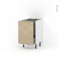 Meuble de cuisine - Bas coulissant - STILO Noyer Blanchi - 1 porte 1 tiroir à l'anglaise - L50 x H70 x P58 cm