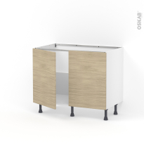 Meuble de cuisine - Sous évier - STILO Noyer Blanchi - 2 portes - L100 x H70 x P58 cm