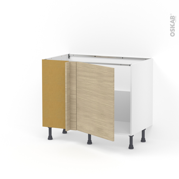 Meuble de cuisine - Angle sous évier réversible - STILO Noyer Blanchi - 1 porte N°21 L60 cm - L100 x H70 x P58 cm