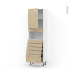 #Colonne de cuisine N°2159 - MO encastrable niche 36/38 - STILO Noyer Blanchi - 1 porte 5 tiroirs - L60 x H195 x P37 cm