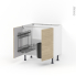 #Meuble de cuisine - Sous évier - STILO Noyer Blanchi - 2 portes lessiviel poubelle ronde - L80 x H70 x P58 cm