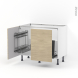 Meuble de cuisine - Sous évier - STILO Noyer Blanchi - 2 portes lessiviel-poubelle coulissante  - L100 x H70 x P58 cm