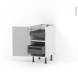 Meuble de cuisine - Bas - STILO Noyer Blanchi - 2 tiroirs à l'anglaise - L40 x H70 x P58 cm