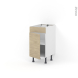 Meuble de cuisine - Bas - Faux tiroir haut - STILO Noyer Blanchi - 1 porte  - L40 x H70 x P58 cm