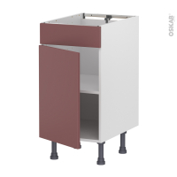 Meuble de cuisine - Bas - Faux tiroir haut - TIA Rouge terracotta - 1 porte  - L40 x H70 x P58 cm