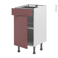 Meuble de cuisine - Bas - TIA Rouge terracotta - 1 porte 1 tiroir  - L40 x H70 x P58 cm