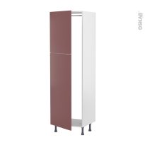 Colonne de cuisine N°2721 - Armoire frigo encastrable - TIA Rouge terracotta - 2 portes - L60 x H195 x P58 cm