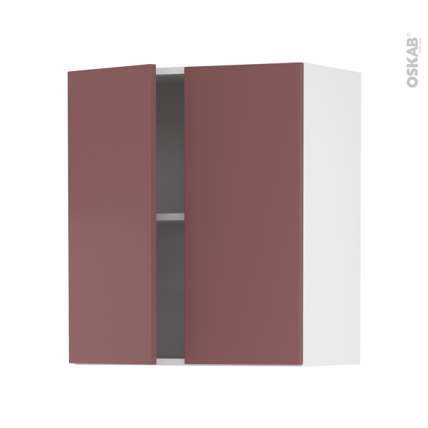 Meuble de cuisine Haut ouvrant <br />TIA Rouge terracotta, 2 portes, L60 x H70 x P37 cm 