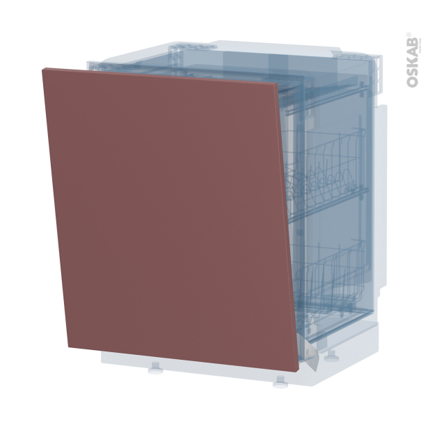 Porte lave vaisselle Full intégrable N°21 <br />TIA Rouge terracotta, L60 x H70 cm 
