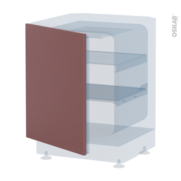Porte frigo sous plan Intégrable N°21 <br />TIA Rouge terracotta, L60 x H70 cm 