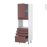 #Colonne de cuisine N°2159 Four encastrable niche 45  <br />TIA Rouge terracotta, 1 porte 4 tiroirs, L60 x H195 x P58 cm 