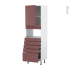 #Colonne de cuisine N°2159 MO encastrable niche 36/38 <br />TIA Rouge terracotta, 1 porte 5 tiroirs, L60 x H195 x P58 cm 