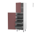 #Colonne de cuisine N°2127 Armoire de rangement <br />TIA Rouge terracotta, 4 tiroirs à l'anglaise, L60 x H195 x P58 cm 