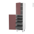 #Colonne de cuisine N°2427 Armoire de rangement <br />TIA Rouge terracotta, 4 tiroirs à l'anglaise, L60 x H217 x P58 cm 