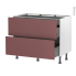 #Meuble de cuisine Casserolier <br />TIA Rouge terracotta, 2 tiroirs 1 tiroir à l'anglaise, L100 x H70 x P58 cm 