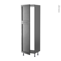 Colonne de cuisine N°2721 gris - Armoire frigo encastrable - AVARA Frêne Noir - 2 portes - L60 x H195 x P58 cm