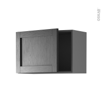 Meuble de cuisine gris - Haut ouvrant - AVARA Frêne Noir - 1 porte - L60 x H41 x P37 cm
