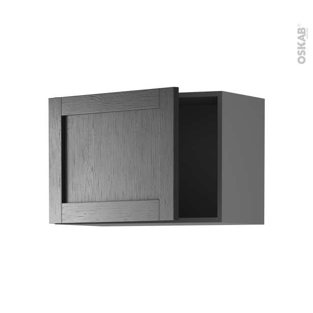 Meuble de cuisine gris Haut ouvrant <br />AVARA Frêne Noir, 1 porte, L60 x H41 x P37 cm 