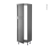 #Colonne de cuisine N°2721 gris Armoire frigo encastrable <br />AVARA Frêne Noir, 2 portes, L60 x H195 x P58 cm 