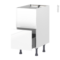 Meuble de cuisine - Sous évier - Faux tiroir haut - BORA Blanc - 1 tiroir - L40 x H70 x P58 cm