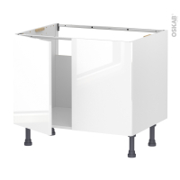 Meuble de cuisine - Sous évier - BORA Blanc - 2 portes - L80 x H57 x P58 cm