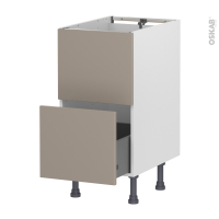 Meuble de cuisine - Sous évier - Faux tiroir haut - GINKO Taupe - 1 tiroir - L40 x H70 x P58 cm