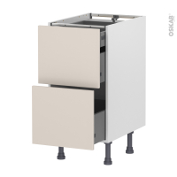 Meuble de cuisine - Casserolier - HELIA Beige - 2 tiroirs 1 tiroir à l'anglaise - L40 x H70 x P58 cm