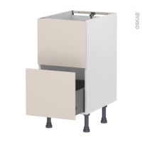 Meuble de cuisine - Sous évier - Faux tiroir haut - HELIA Beige - 1 tiroir - L40 x H70 x P58 cm