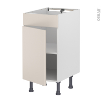 Meuble de cuisine - Bas - Faux tiroir haut - HELIA Beige - 1 porte  - L40 x H70 x P58 cm