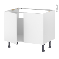 Meuble de cuisine - Sous évier - HELIA Blanc - 2 portes - L80 x H57 x P58 cm