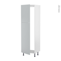 Colonne de cuisine N°2721 - Armoire frigo encastrable - HELIA Gris clair - 2 portes - L60 x H195 x P58 cm
